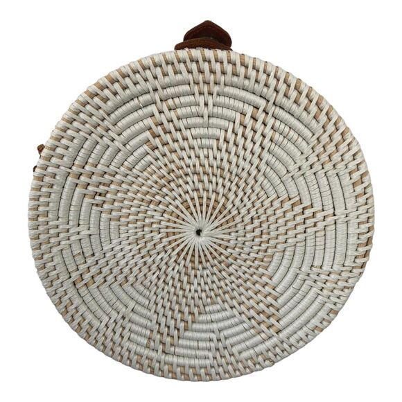 Yik Fung Round Rattan Cross‎ Body Beachy Boho Shoulder Handbag - Picture 3 of 11